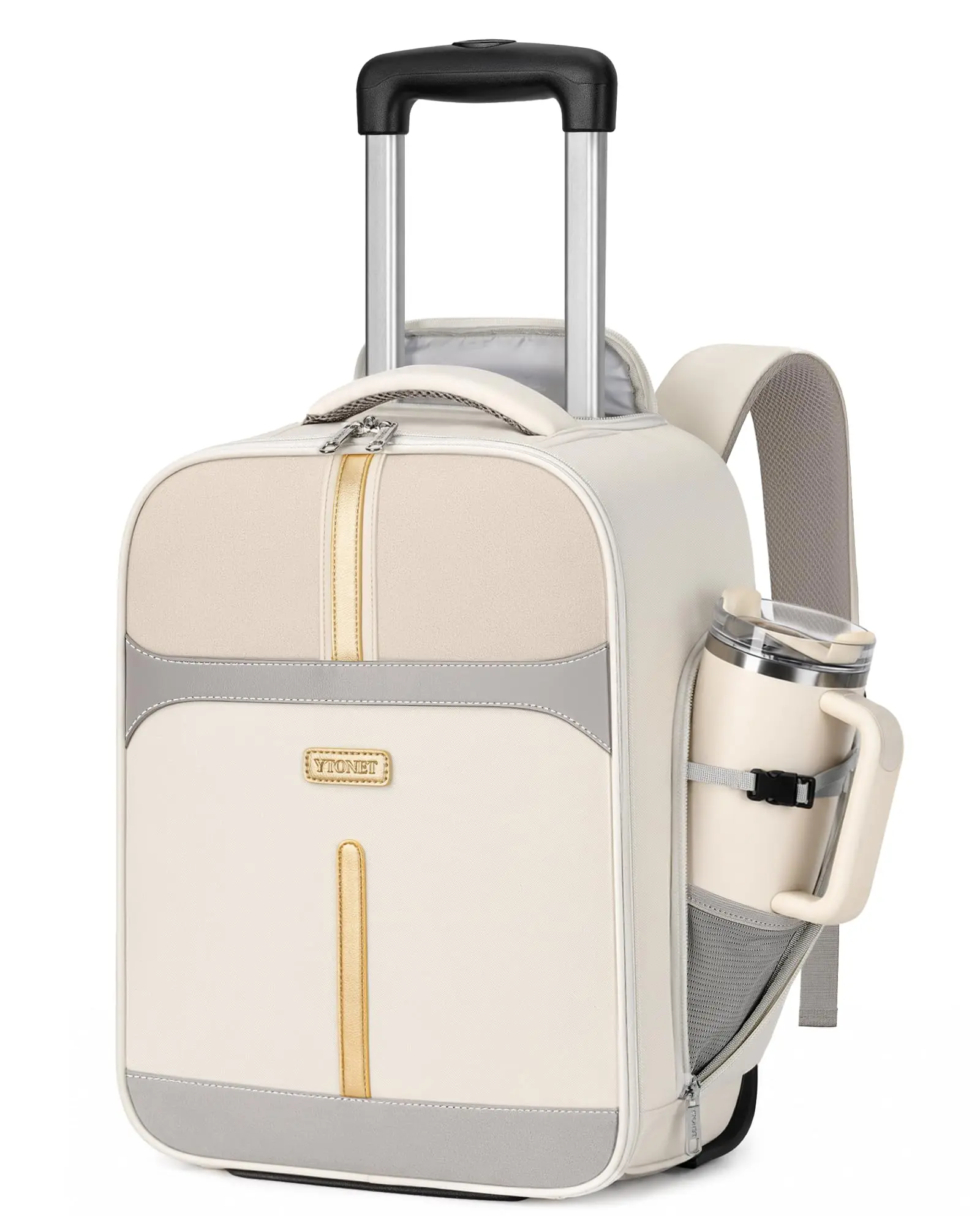 Women's 15.6" 2-in-1 Rolling Laptop Backpack - Water Resistant Casual Laptop Bag with Zippered Pockets for Work & College