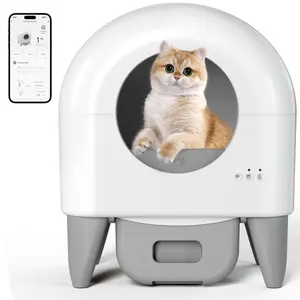 Self-Cleaning Cat Litter Box, 95L, App-Controlled, Safety Sensors, Washable Liner, 2 Rolls Garbage Bags