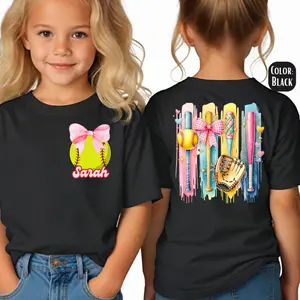 Message Me to Custom - Custom Softball Graphic Tee, Game Day Youth Shirt, Personalized Custom Name Baseball 2-Sided Unisex T-Shirt, Perfect Gift For Men, Women, And Kids