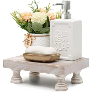 Farmhouse Riser for Room Decor : Decorative Pedestal Stand For Display Your Home Decorations and Uniquely Soap Stand - Rustic Bathroom Counter Tray and Kitchen Decor ( )