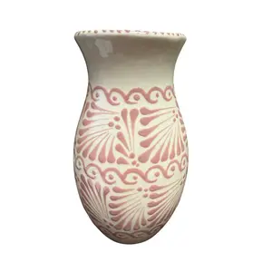 WHITE ON PINK FLOWER VASE