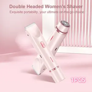 Women's Electric Shaver, 2 in 1 Rechargeable Razor and Hair Trimmer, Stainless Steel Blades for Bikini, Underarm, Leg and Facial Care