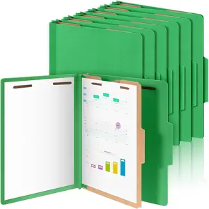 12 Pcs Classification Folders Letter Size, 1 Divider Pressboard File Folder with Fasteners, Expanding File Organizer Bulk for School Teachers, Office Employee, Coworker, Staff (Green)
