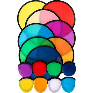 24Pcs/Set Nylon Sublimation Flying Disc Fans,8 Vibrant Colors with Black Edges,9.8" Foldable & Portable,Includes Carrying Bag,DIY Outdoor Activity Set,Christmas Party Gifts,Hand Tools Kits