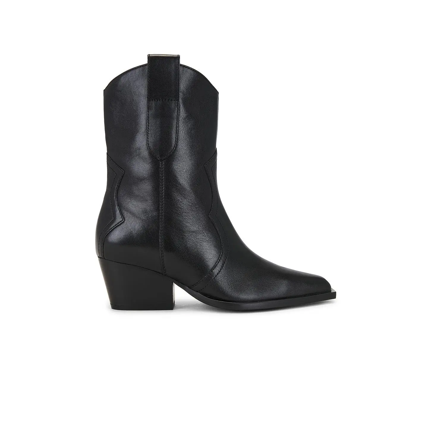 Free People Cat Nap Cowboy Boot in Black Leather