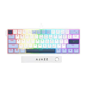 AJAZZ NK61 Gaming Mechanical Keyboard Red Switch ABS Material Personalized Ribbon Ergonomic OEM Height LED RGB Colorful Transparent Character Small Array Wired Computer Office Keyboard Support System Windows Vista/XP/7/8/10/11, Mac, Andord