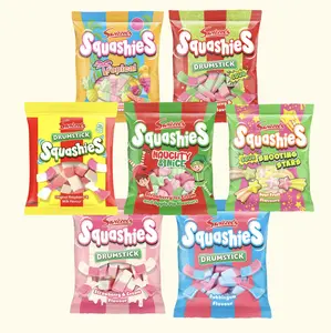 Squashies Drumstick Soft Candy Flavor Soft Chewy Gummies Imported UK Candy Sweet Snack Bonbon - Sugar Sour Bubblegum Raspberry Milk Strawberry Cream Tropical Sour Shooting Stars Sour Cherry Apple Assorted Bubblegum Flavor Drumstick Candies