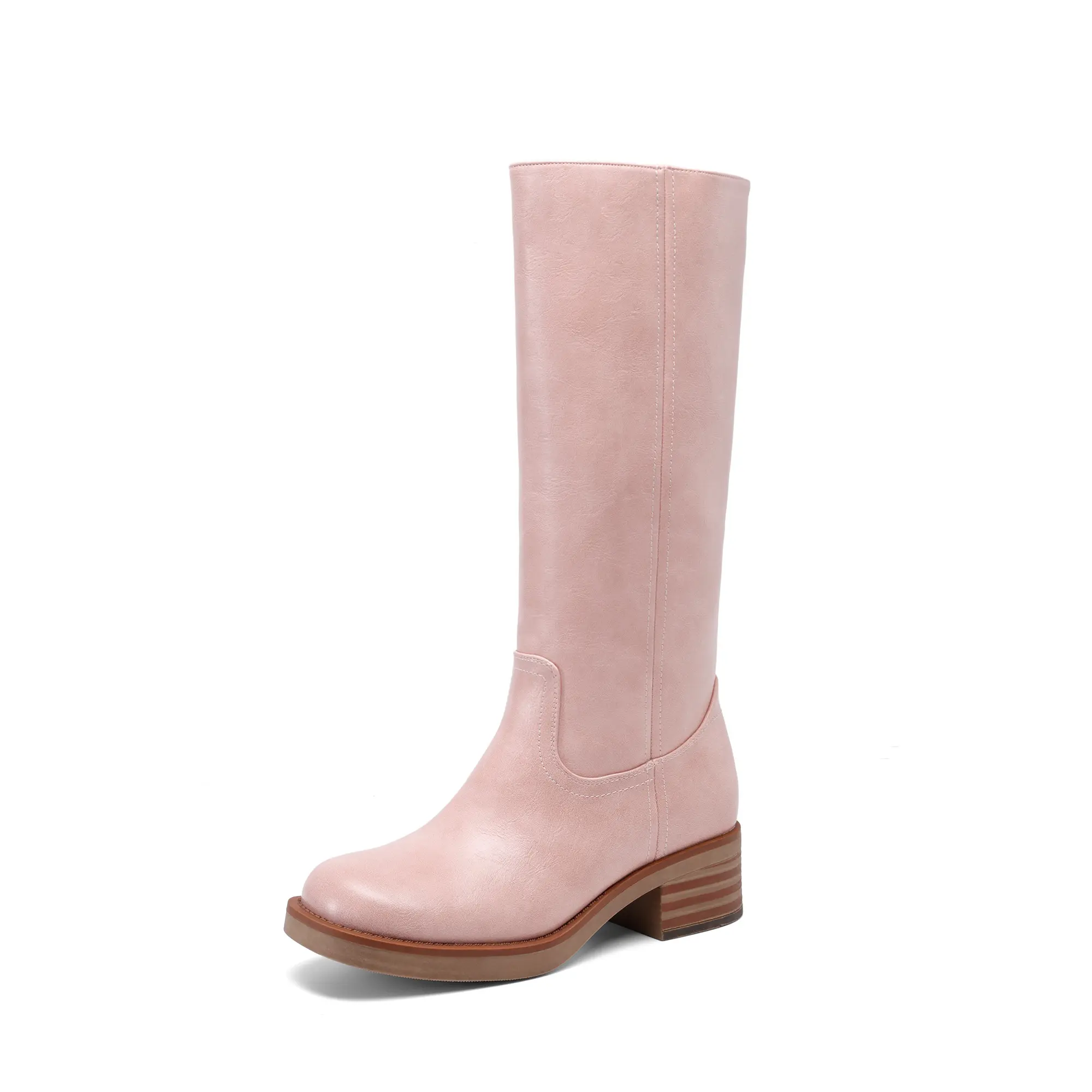DREAM PAIRS Womens Knee High Boots Square Toe Platform Chunky Block Heel Banana Campus Boots for Women Comfortable Low Heel Side Zipper Womens Riding Tall Boots
