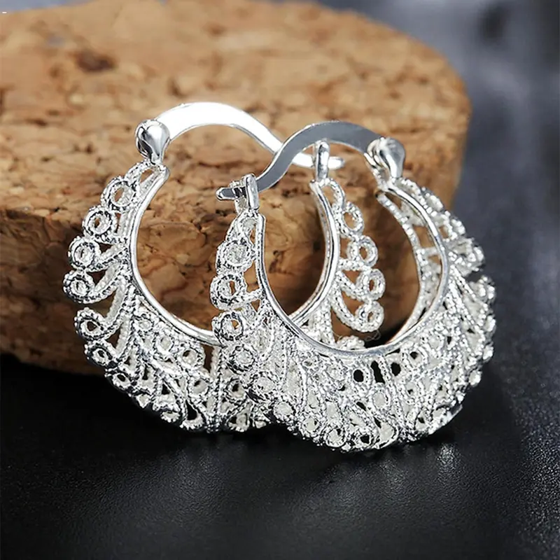 1 Pair Hollow out Design Hoop Shape Circle Shape Earrings for Women, Fashion Stylish Jewelry for Party, Daily Wear, Daily Clothing Decor, Trendy All-match & Exquisite Jewelry for Birthday Gift, Chic Gorgeous Jewelry
