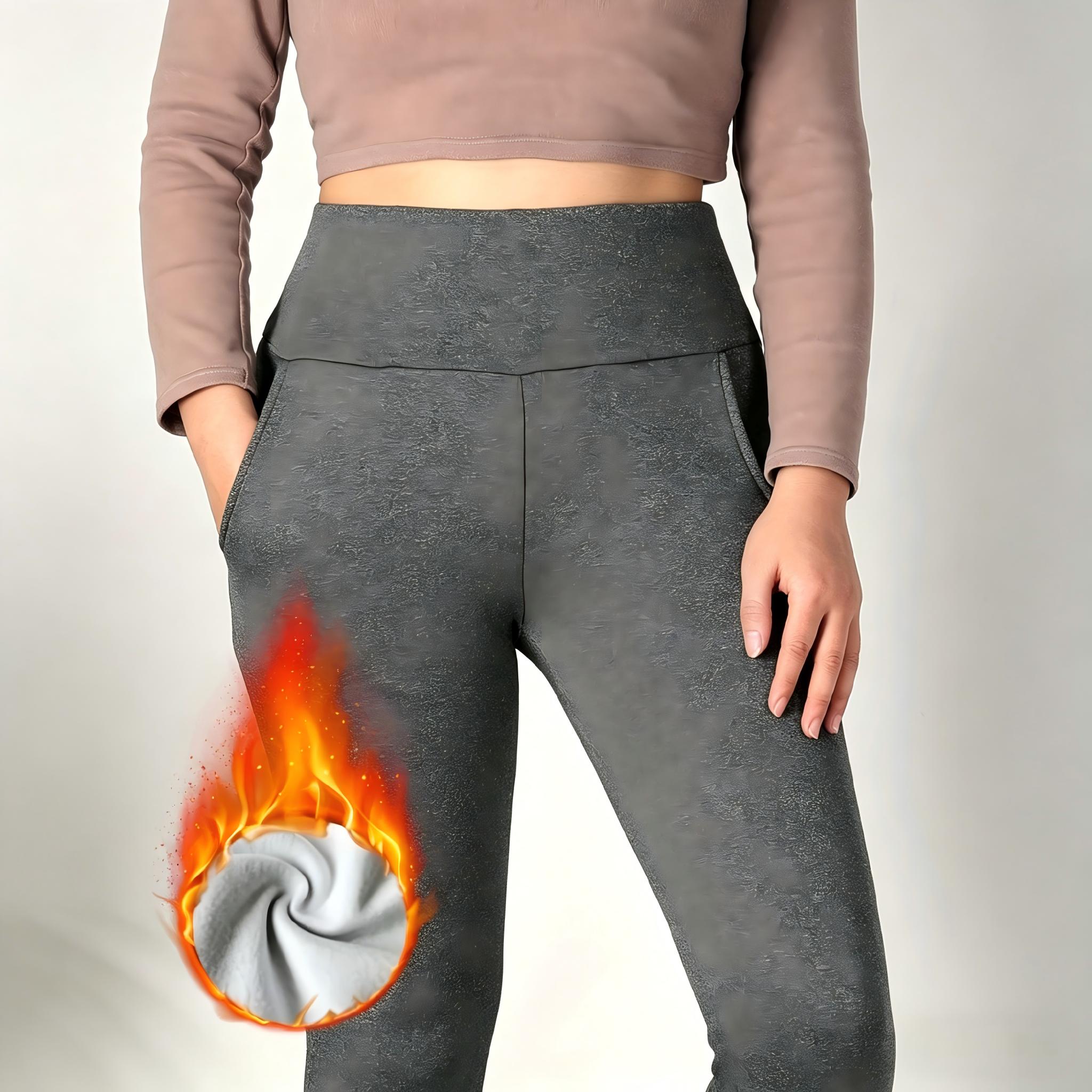 Women's Fleece Lined Leggings with Pockets High Waisted Thermal Warm Yoga Pants for Winter Workout & Everyday Wear Womenswear Bottom