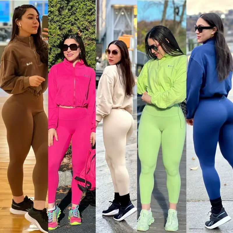 Sports Jacket Sets - Long Sleeve High-Waisted Squat Proof Leggings for All Seasons - 2 Piece High-Quality Workout Wear