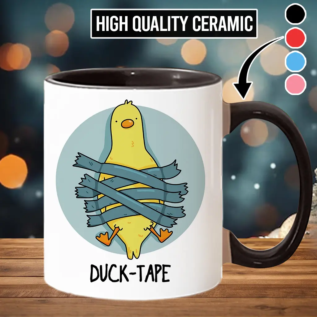 Stylish Printed Duck Tape Ceramic Mug - Beverage Cup for Drink Use, Model scs12554