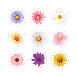 Daisy Flower Sticker Sheet, 9 pack, Crafting, Scrapbooking, Cardmaking, Fun Decor, Plant Lovers Stickers, Great for Kids, Pond Gardening