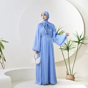 Premium  Satin  Abaya Set –  Modest Dress with Matching Belt & Hijab(NCS002)