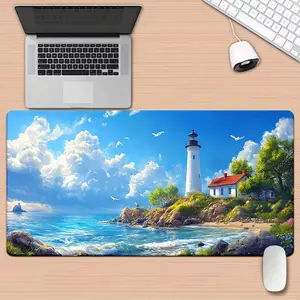 Large Rubber Gaming Mouse Pad, Lighthouse Design Style, Ideal for Office and Game Settings, Christmas and Halloween Gift Choice, Universal Mouse Pad