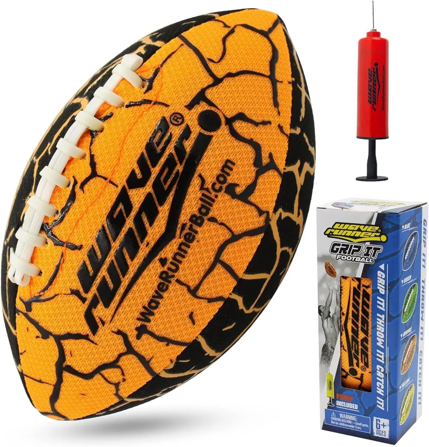 Wave Runner Grip It Waterproof Football, Beach Football, Special Grip Pattern, Double Laced, Light Weight, All Weather Football Random Color