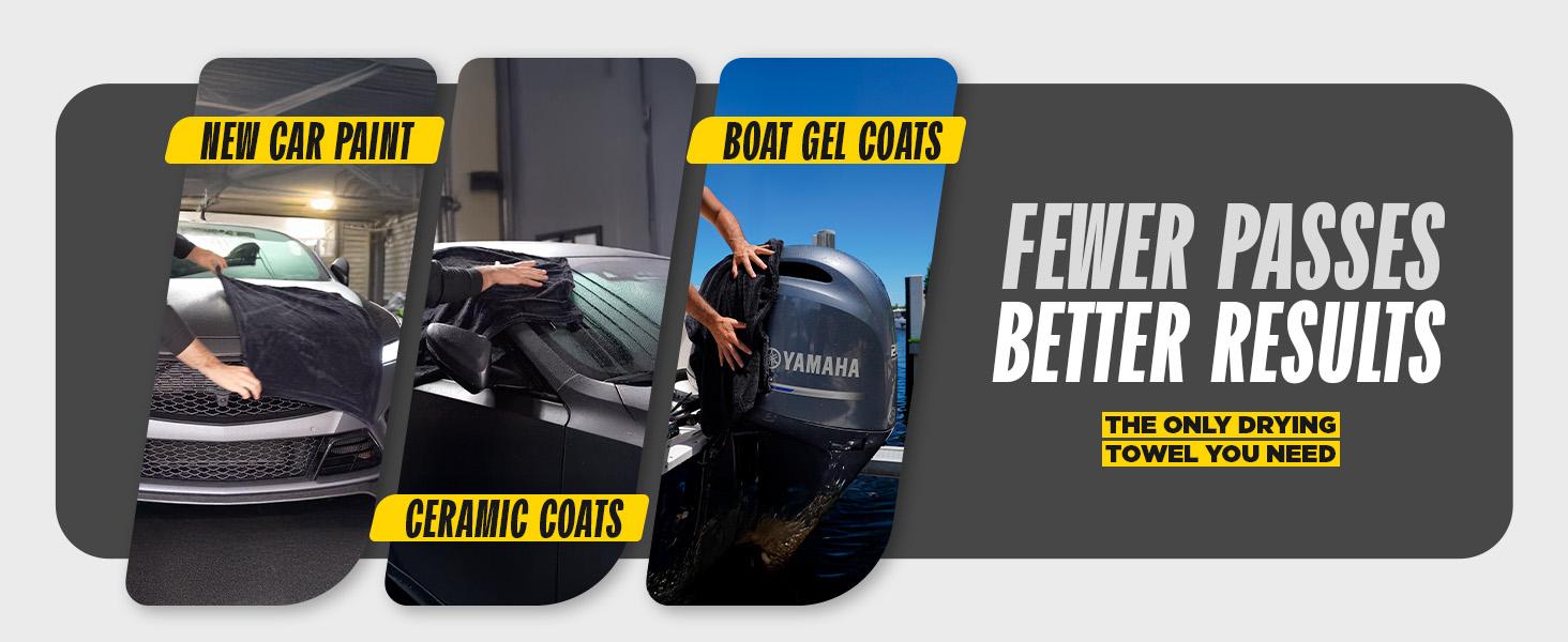 Beyond Drying Towel - Premium Car Drying Microfiber - Large & Super Absorbent - Detailing Towel for Cars and Boats - One-Pass Scratch Free Cleaning Towel - 24 x 36 Black