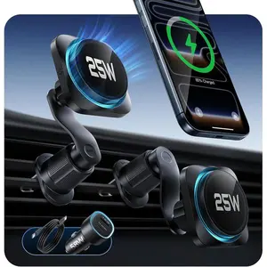 OmniLock Qi2.2 Certified 25W MagSafe Car Mount Charger with CryoBoost, Phone Cooling MagSafe Car Charger, 360° Rotatable, Air Vent Magnetic Car Phone Holder for iPhone 17/16 with iOS 26, S26 Ultra