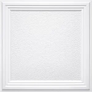 Drop Ceiling Tiles 24x24 PVC Glue Up Ceiling Panel to Prevent Breakage Pack of 12 Tiles Cover 48 Sq. Ft, Textured Popcorn White