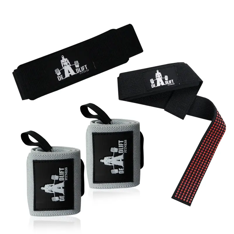 DHABII Premium Unisex Gym Lifting Straps & Wrist Wraps Bundle - Sport Gym Accessories, 18" Wrist Wraps, 24" Padded Straps with Thumb Loop, Anti-Slip Grip for All-Seasons Workout