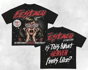 Y2K Graphic "Ecstacy Heaven Sound Like" Personalize Printed Tshirt Streetwear Crewneck Casual Cotton Menswear T-Shirt Top Small