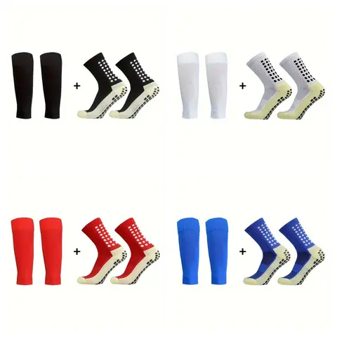 Adult Unisex Anti-Slip Polyester Grip Socks - 2/4/6/8-Count All-Season Wear, Year-Round Athletic Sports Socks for Adults, Male, Women, Football Accessory for Outdoor Training Stability