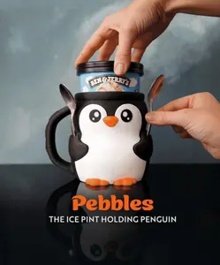 Pebbles the Penguin Ice Cream Pint Holder– 3D Printed Ice Cream Pint Holder with Spoon Slots + Hidden Snack Drawer!