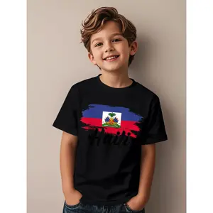 Happy Haitian Flag Day Haiti Flag Funny Awesome Graphic Kid T-Shirt Cute Kid T Shirts Streetwear Tees Tops for Kid