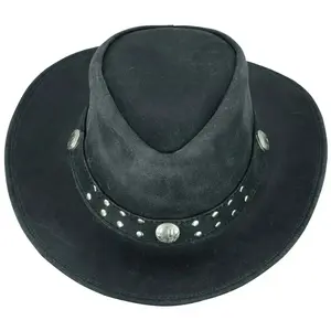 Arizona Cowboy Hat for Men & Women – Genuine Distressed Leather Western Hat with Studded Band, Shapeable Brim & Chin Strap