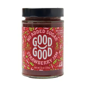 GOOD GOOD Strawberry Jam - No Added Sugar - Low Calorie - Gluten Free and Vegan - Diabetic and Keto Friendly - 12oz / 330g (Pack of 1)