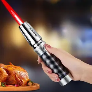 Portable Multifunctional Metal Torch Lighter, Windproof Jet Bright Flame, Red & Blue Flame With Safety Lock, Refillable, Ideal For Candles, Kitchen, Home, BBQ, Outdoor Cooking, Camping, Welding & Decorative Ornament, Perfect Gift (Without Fuel)