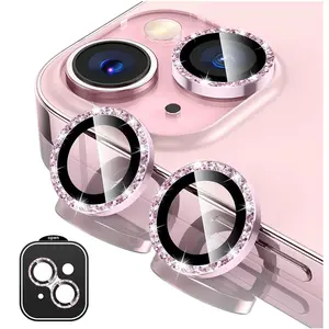 Glitter Camera Lens Protector Cover for  17 Air 16 15 Pro Max 14 Plus 13 Mini Pink Tempered Glass Protection Accessories