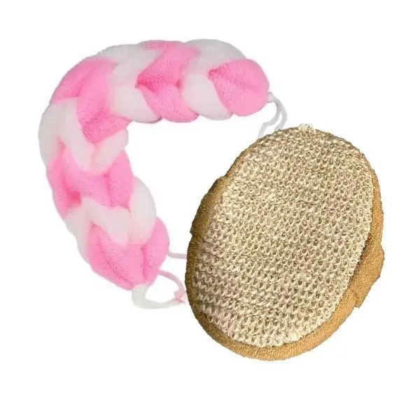 Ultra Soft Nylon Bath Loofah Sponge Set Long Body Scrubber & Exfoliating Shower Pouf for Men and Women 2 Piece Set