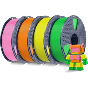 4KG High Speed PLA Filament 1.75mm, 30mm/s - 600mm/s Print Range, 3D Printer Filament 4kg, 1kg per Spool, Pack of 4, 4 Colors, Orange+Yellow+Pink+Green