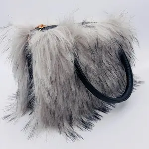 VIVIY-Inspired Ultra-Soft Faux Fur Tote Bag Chic Luxury Shoulder Handbag for Women with Soft Faux Fur and Durable Black Handles