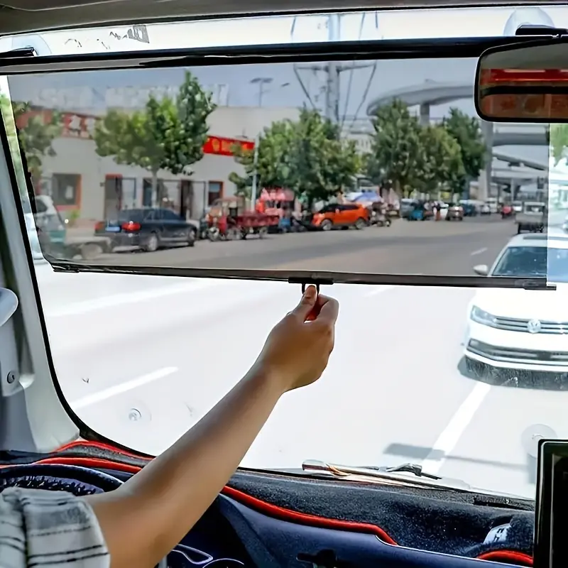 Transparent Sunshade for Buses, Trucks, and SUVs - Retractable PVC Film with Suction Cup Mount, Front Windshield Thermal Protection
