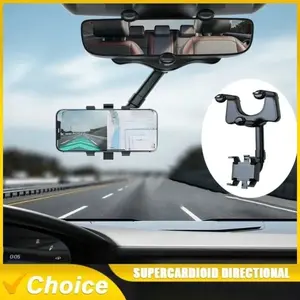 Rearview Mirror 360-Degree Rotation Phone Holder, Car Phone Mount, Car Accessory, Stable Clamping Jaws, Smartphone Navigation Holder, Suitable for iPhone, Samsung, Xiaomi