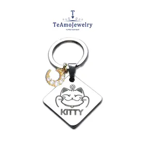 【DZ-1107】Artificial gemstone pet nameplate Pendant, customizable pet name, latest fashionable pet identity nameplate,Rhombus shaped pet nameplate