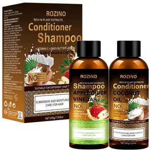 【5 pack at a better price】ROZINO PICHIN Plant ExtractsConditioner & Shampoo Set with Apple Cider Vinegar &Coconut Oil for All Hair Types 200g Natural Hair CareSolution