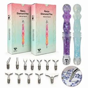 2 Pcs Handheld Liquid Sand Diamond Art Pens, 5D Diamond Painting Accessories, Neon Resin DIY Crafts Tools Gift for Adults