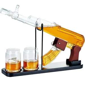 Draco Whiskey Decanter Set – Detachable Magazine Liquor Dispenser with 2 Bullet Shot Glasses, Military Gift for Men