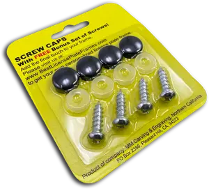 Set of Plastic License Plate Caps and Stainless Steel Screws
