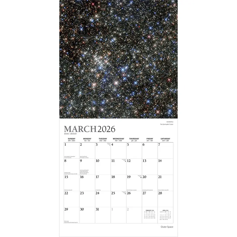 Outer Space | 2026 12 x 24 Inch (Hanging) Monthly Square Wall Calendar | Foil Stamped Cover | Plato | Universe Cosmos Inspiration 2