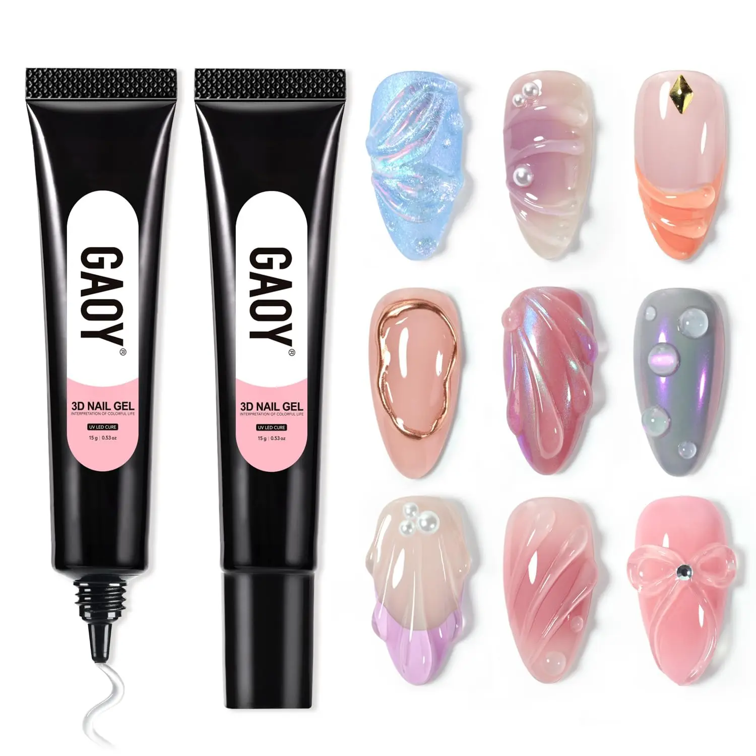 2 Pcs 3D Nail Gel