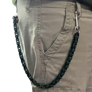 Byzantine Style Weave Shackle Wallet Chain Handmade for Men and Women Durable Stainless Steel Shackle with Anodized Aluminum Rings Customizable Length Up to 25 Inches