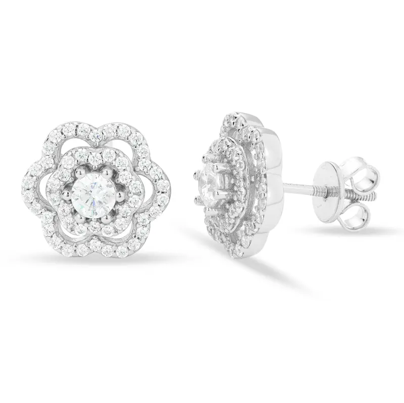【#E558】Elegant Rose Stud Earrings UCCIYO Synthetic Moissanite Earrings For Women 925 Sterling Silver Stud Earring Men Hip Hop Jewelry Couple Gift