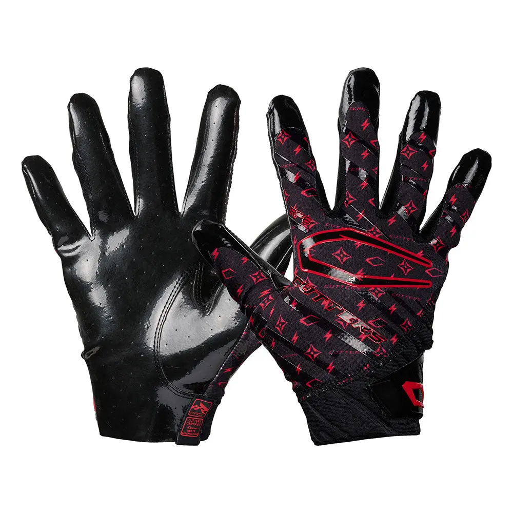 Cutters Black/Red Lux Rev Pro 6.0 Limited-Edition Football Receiver Gloves, Football Equipment, Full Grip Sports Gloves with Air C-TACK Grip, Lightweight All-Weather Performance Design