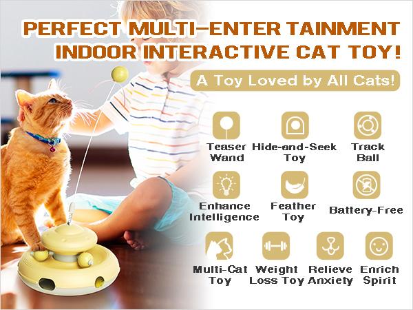 KADTC Cat Interactive Toys for Indoor Cats Dancer Supplies Bored Young Kitten Teaser Wand Feather Boredom Toy Weight Loss Kitty Tracking Balls Birthday Gift Adult Pet Enrichment Self Play High Energy Game