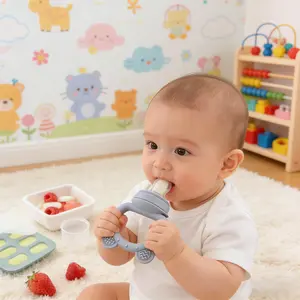 Silicone Fruit & Food Feeder | Soft Teething Relief Tool | Safe Self-Feeding Accessory | Multi-Purpose Mess-Free Feeding Solution