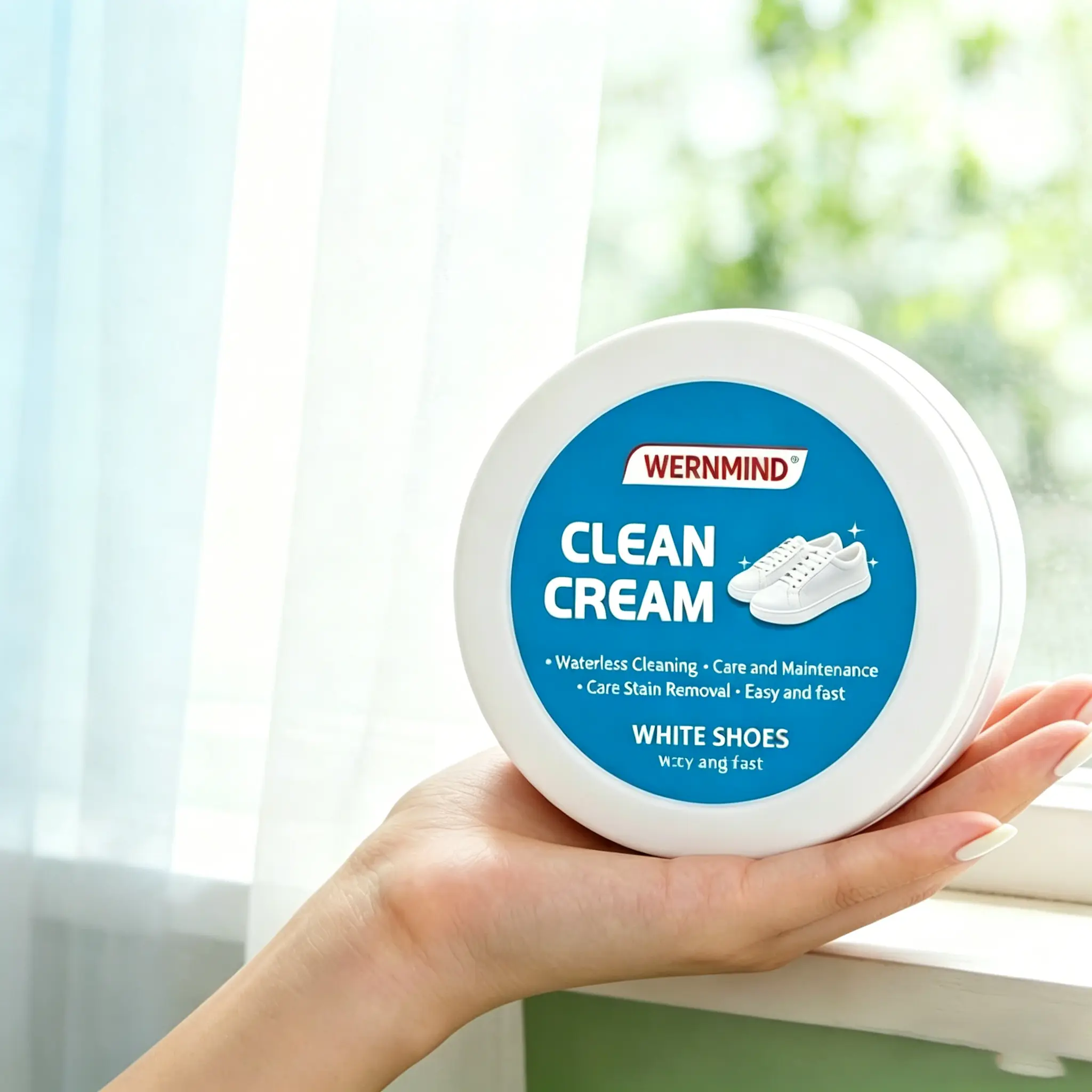 180g White Shoe Cleaner Cream - Multipurpose No-Wash Solid with Sponge, Stain-Removing Household Item for Leather, Silicone, Car Interiors, Mild Non-Irritating Eco-Friendly Non-Bleach Polish Squeaky All-Purpose Cleaner, Household Items, Non-Bleach All-Pur